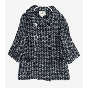 VTG AMI Womens Small Tweed Pea Coat Double Breasted Houndstooth Wool Mod 60s